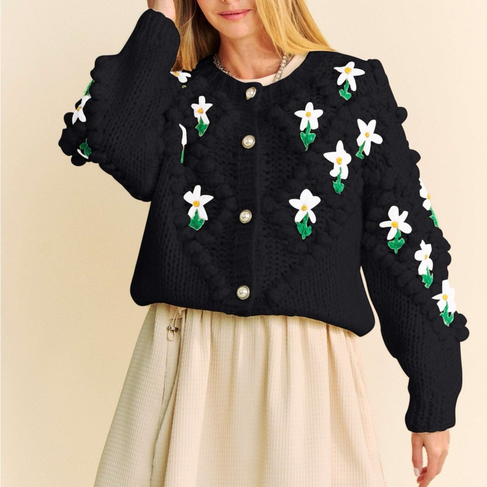 Floral Pattern Button Down Cardigan